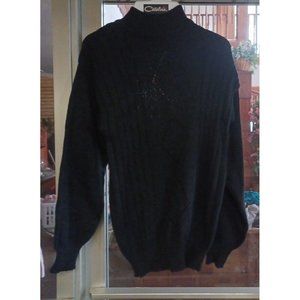 Vintage Rainbow Ridge Black Sweater Long Sleeve BOHO Medium